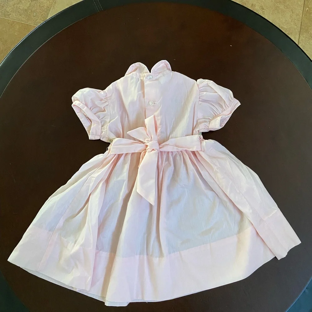 Polly Flinder Hand Smocked vintage pink dress prairie sheep - Picture 9 of 10